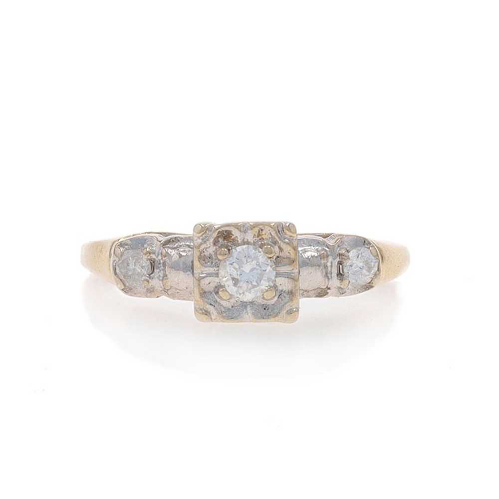 Yellow Gold Diamond Vintage Engagement Ring - 14k… - image 1