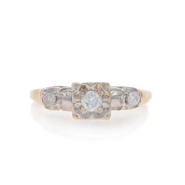 Yellow Gold Diamond Vintage Engagement Ring - 14k 