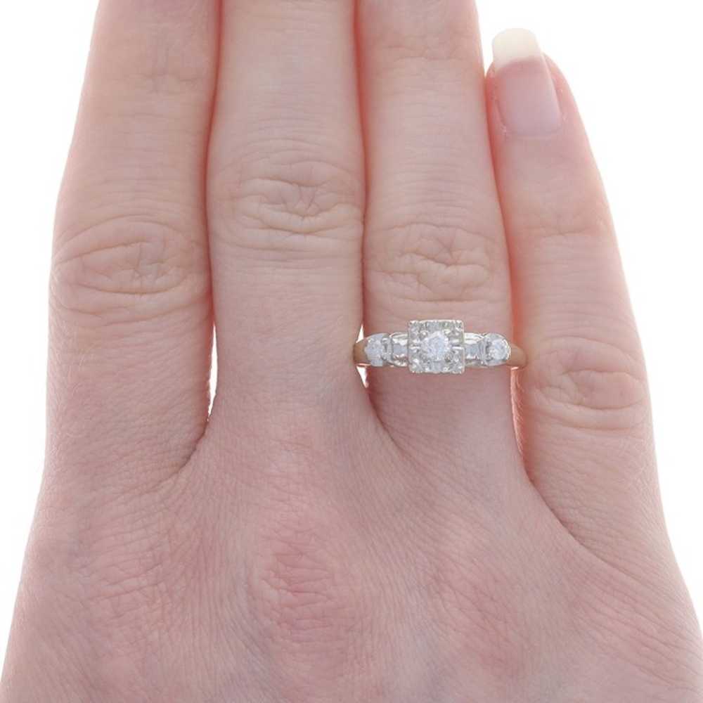Yellow Gold Diamond Vintage Engagement Ring - 14k… - image 2