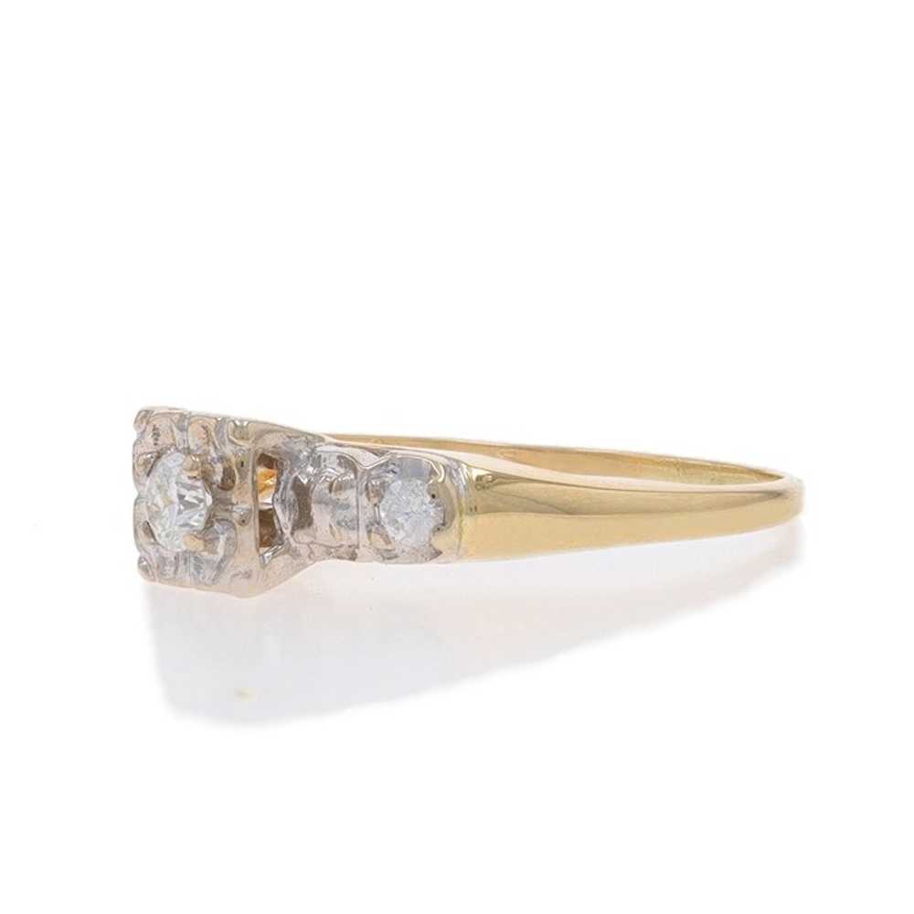 Yellow Gold Diamond Vintage Engagement Ring - 14k… - image 3