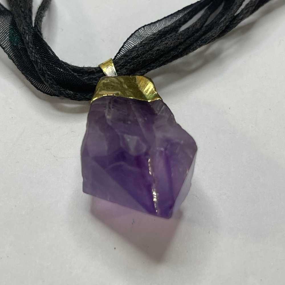 purple stone necklace boho bohemian trendy black … - image 2
