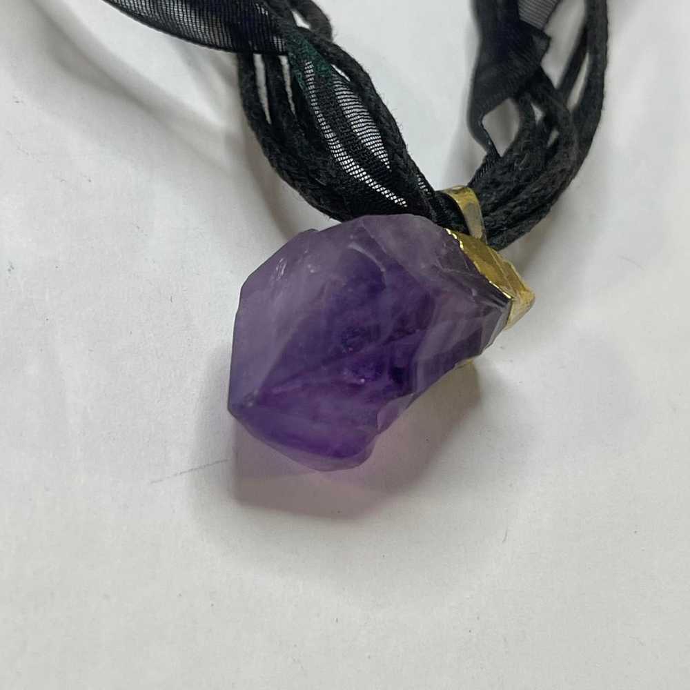purple stone necklace boho bohemian trendy black … - image 3