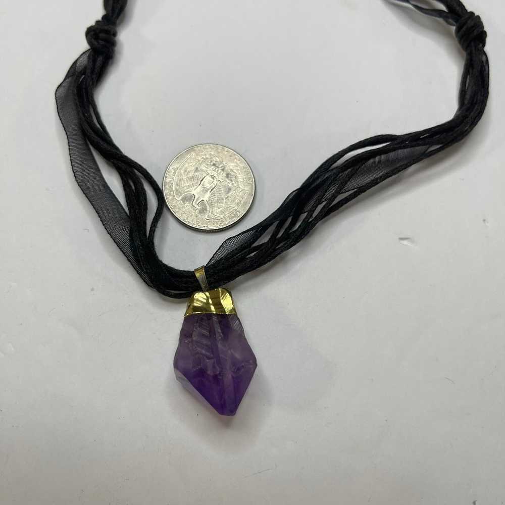 purple stone necklace boho bohemian trendy black … - image 5