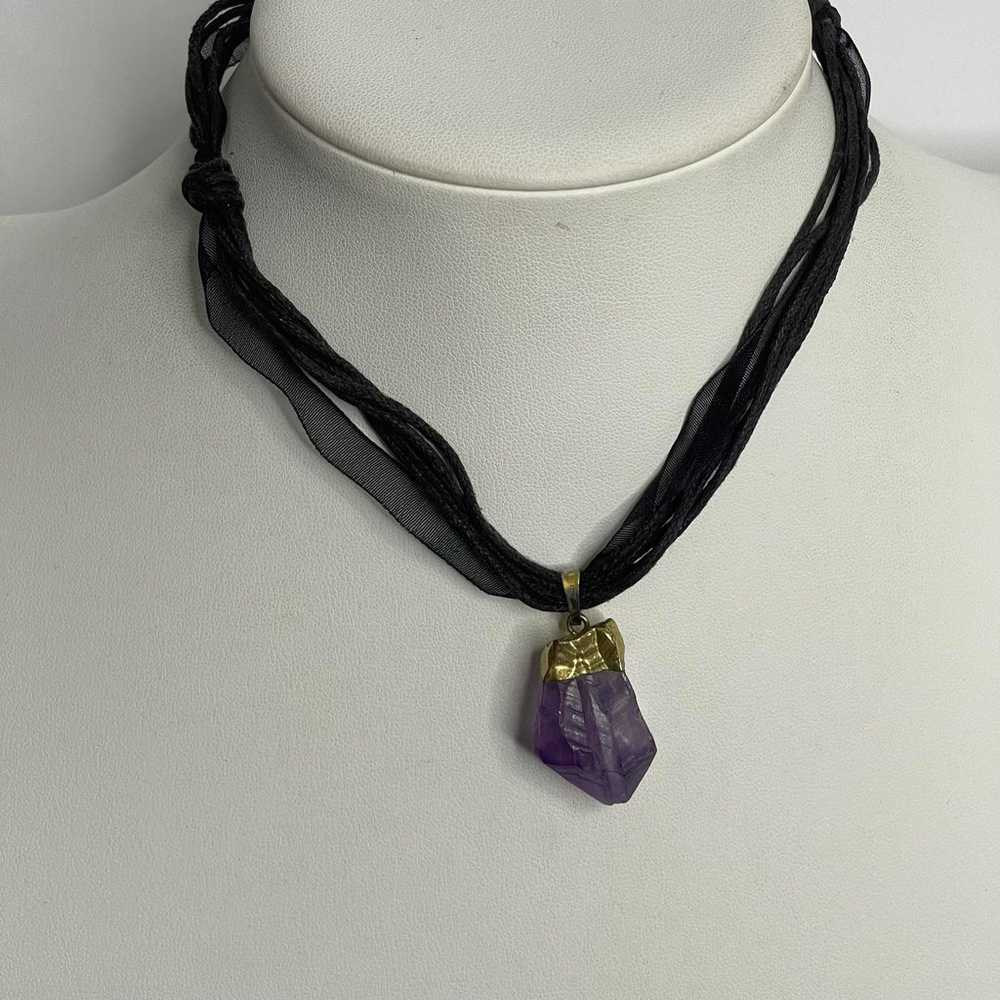 purple stone necklace boho bohemian trendy black … - image 6