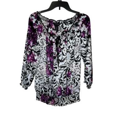 White House Black Market WHBM Women Top Satin Flo… - image 1