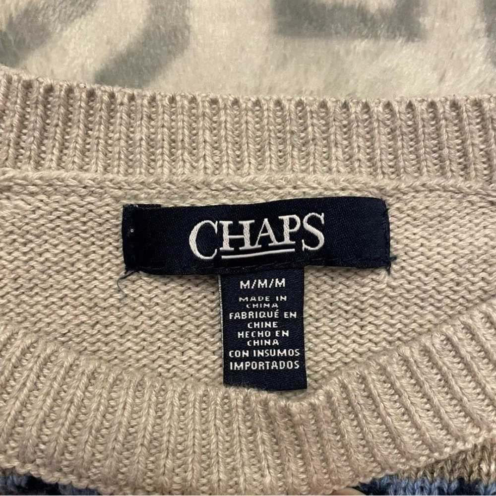 CHAPS sweater Size M Fair Isle Cotton Gray Pink B… - image 5