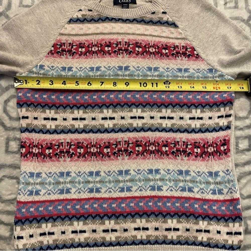 CHAPS sweater Size M Fair Isle Cotton Gray Pink B… - image 6
