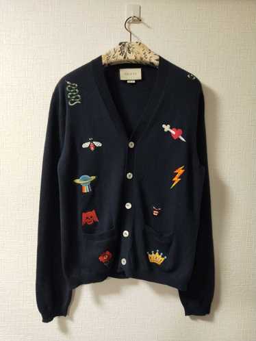 Gucci Runway Embroidered Wool Knit Appliqué Cardig