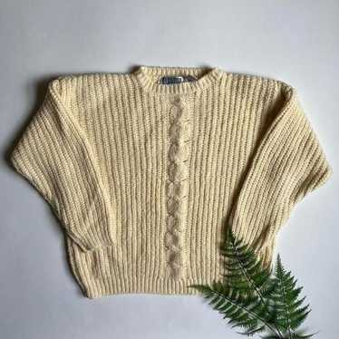 Vintage oversized cream cable knit sweater