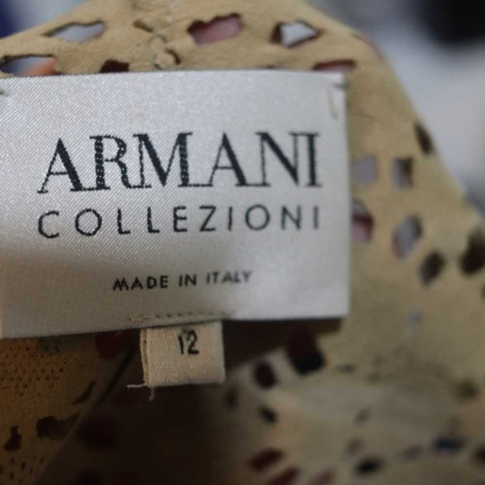 Armani Collezioni Leather Cardigan Set Tan Cashme… - image 8