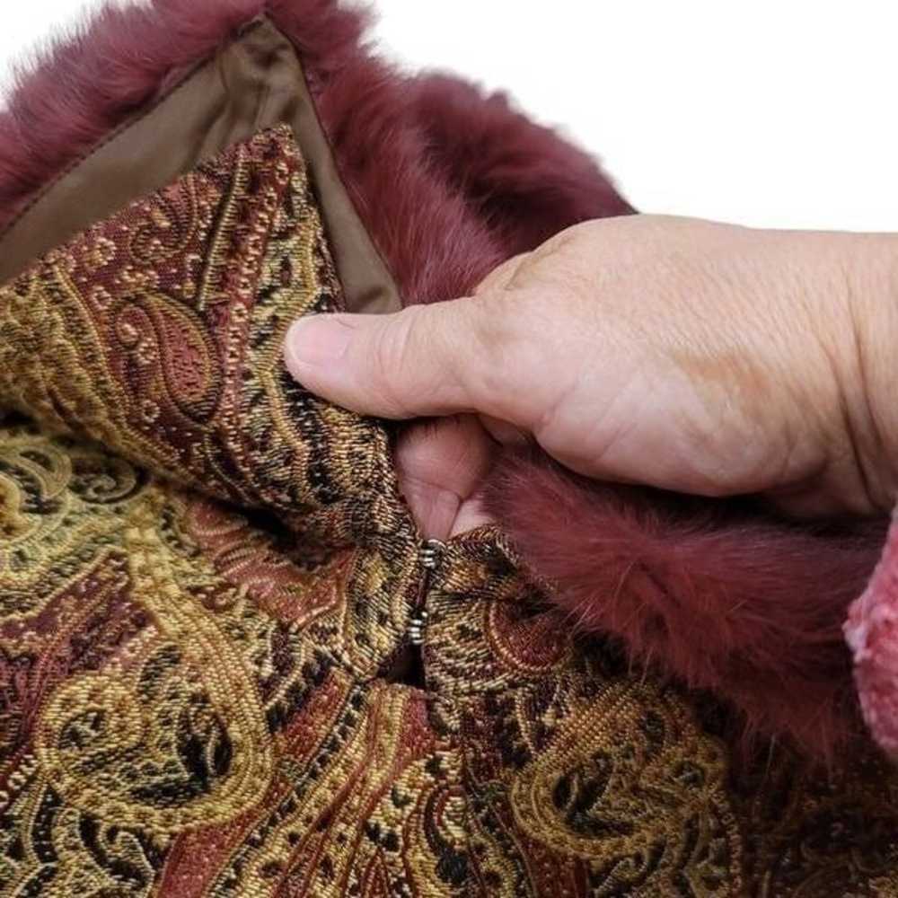 Vintage Allen Schwartz Tapestry Paisley Fur Trim … - image 10