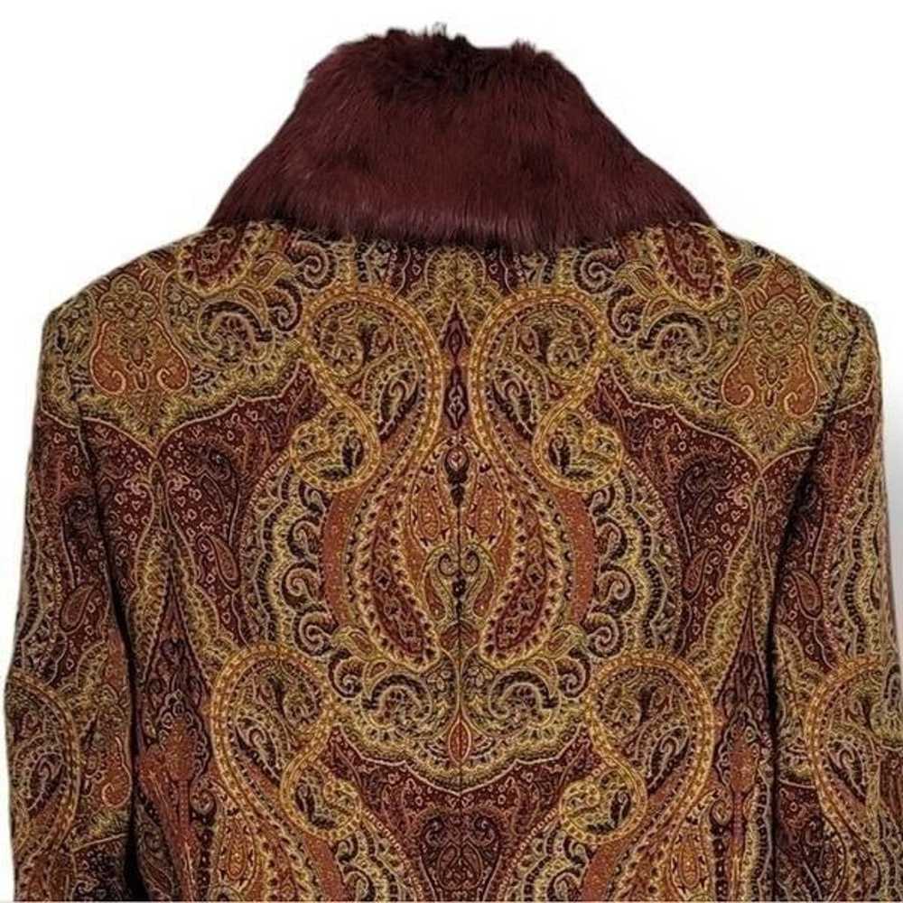 Vintage Allen Schwartz Tapestry Paisley Fur Trim … - image 4