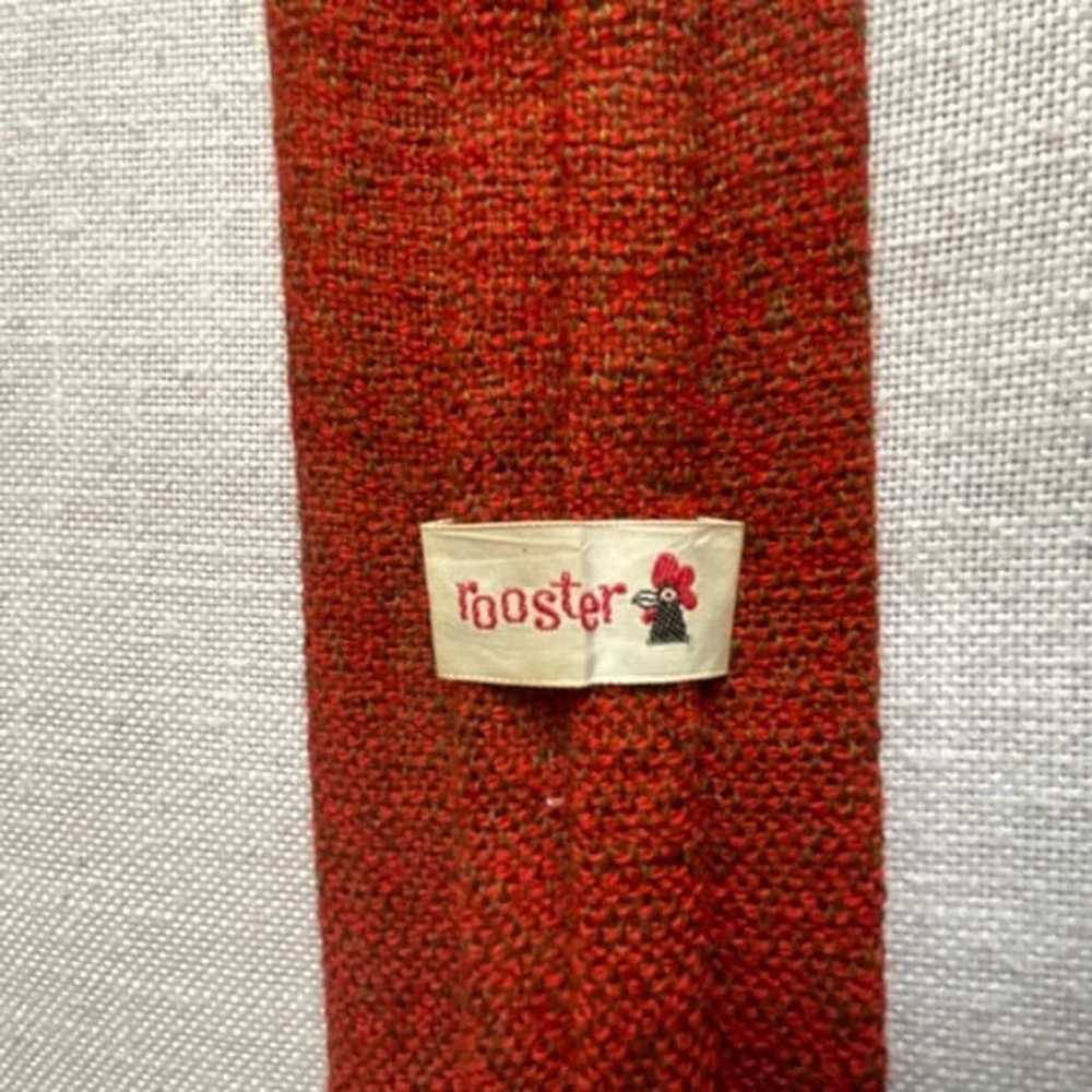 •Heatherloom Rooster Rare Woven All Wool Tie Vint… - image 6