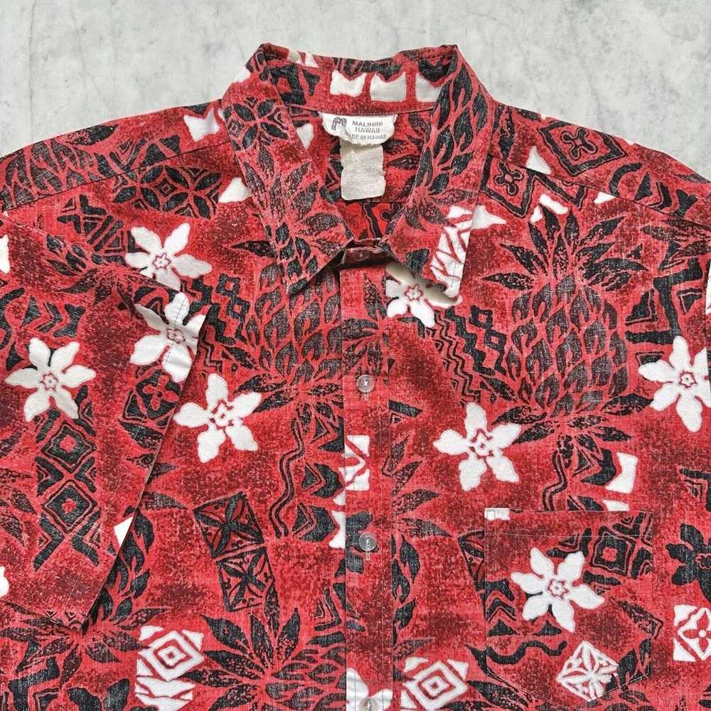 Vintage Malihini Hawaiian Shirt Men 2XL – 3XL Red… - image 1