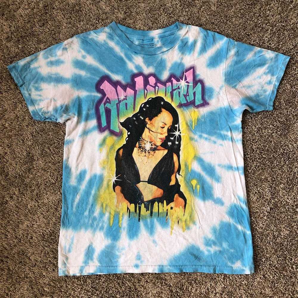 Other Vintage Blue Tie Dye Aaliyah Graphic Tee - image 1