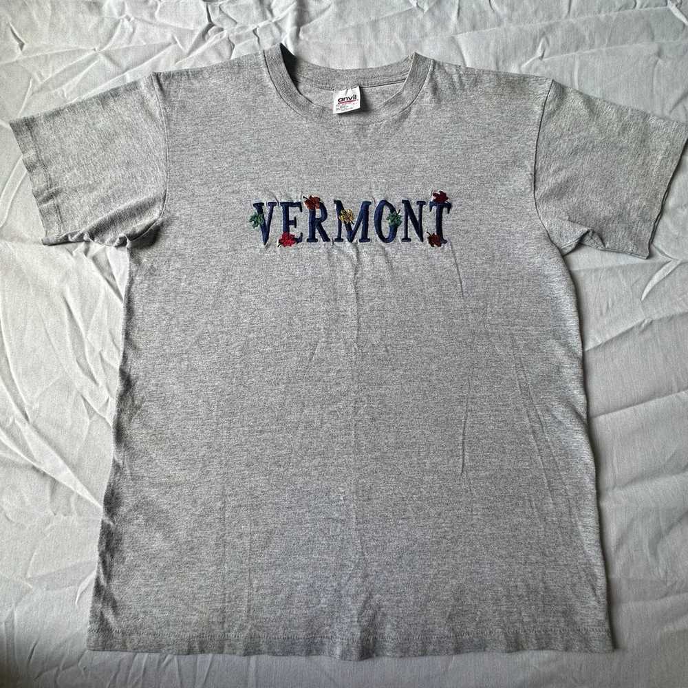 Vtg Embroidered Vermont Autumn Fall Shirt Mens La… - image 1