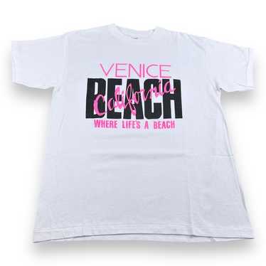 Vintage Venice Beach Shirt Adult LARGE White Pink 
