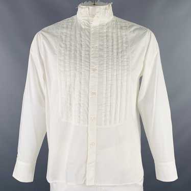 Other White Pleated Cotton High Collar Long Sleev… - image 1