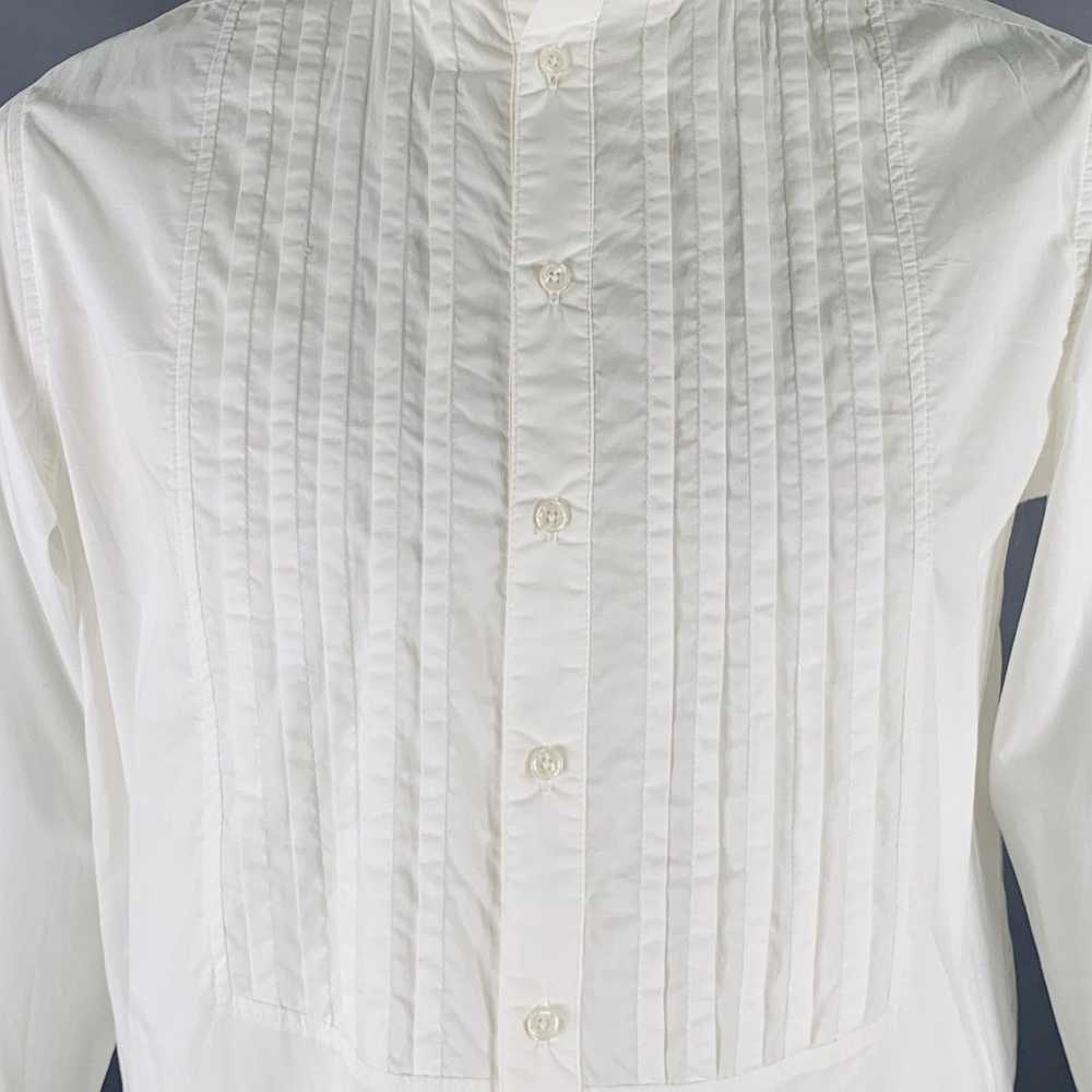 Other White Pleated Cotton High Collar Long Sleev… - image 2