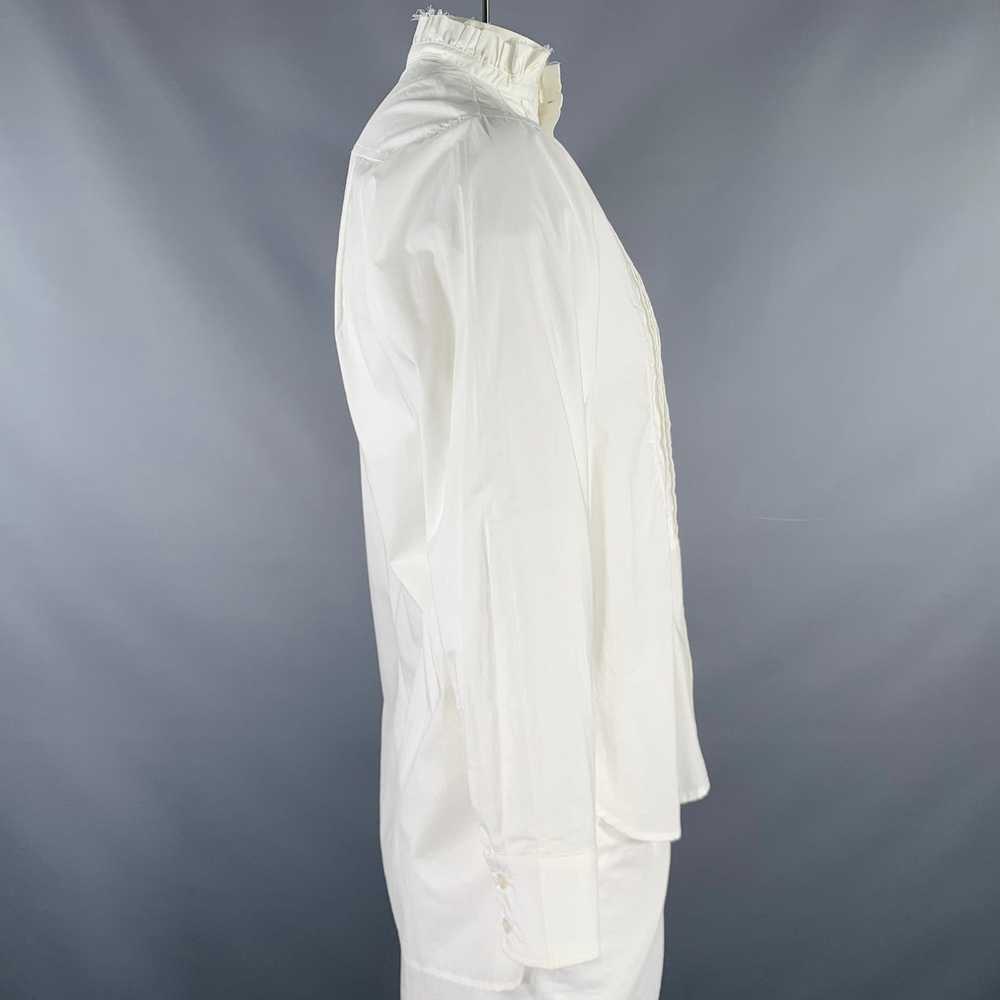 Other White Pleated Cotton High Collar Long Sleev… - image 3