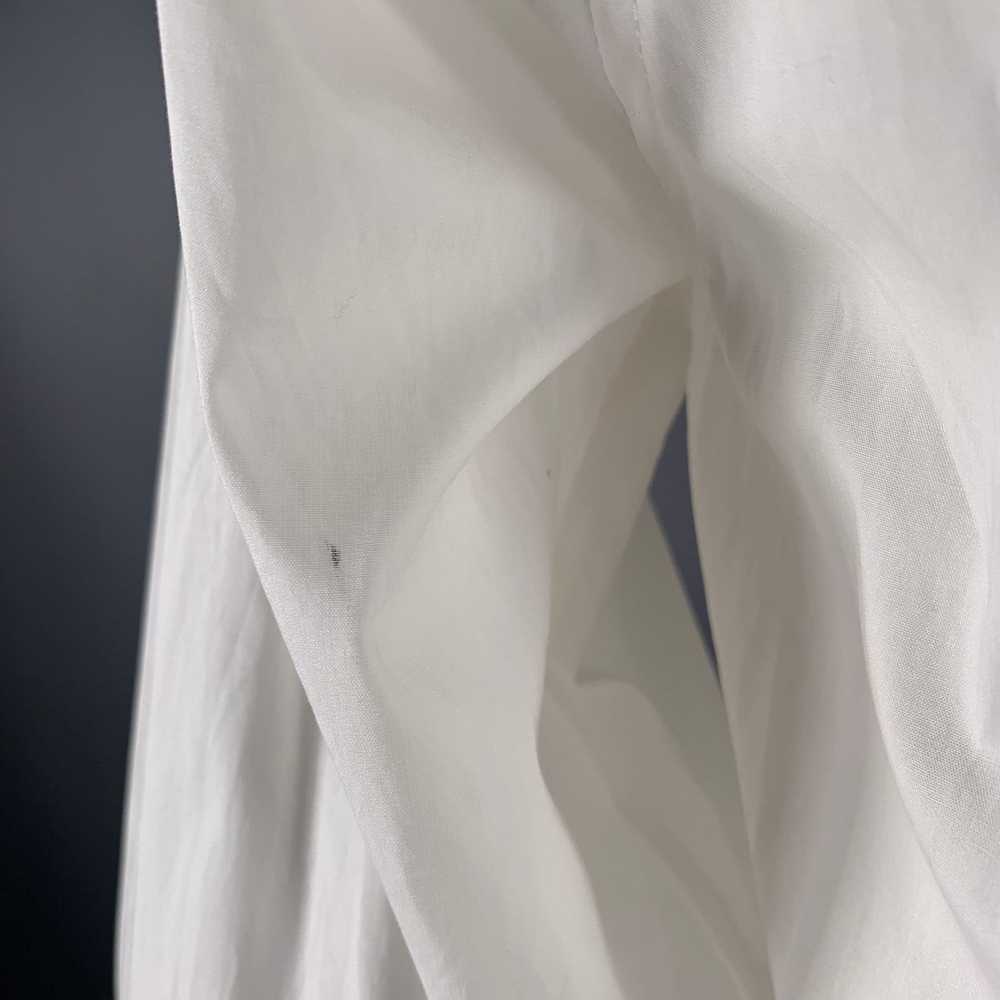 Other White Pleated Cotton High Collar Long Sleev… - image 7