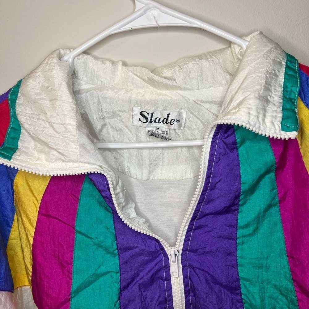 VINTAGE 90s Slade Puffy Rainbow Windbreaker Jacke… - image 2