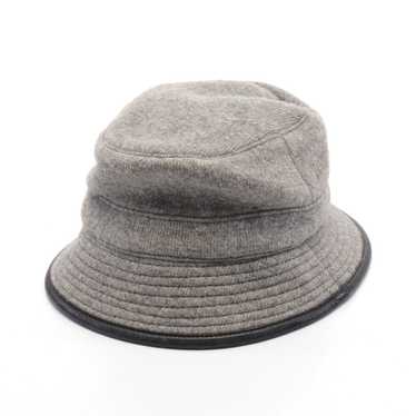 Hermes Hermes Motsch Hat Wool Leather Gray Black - image 1