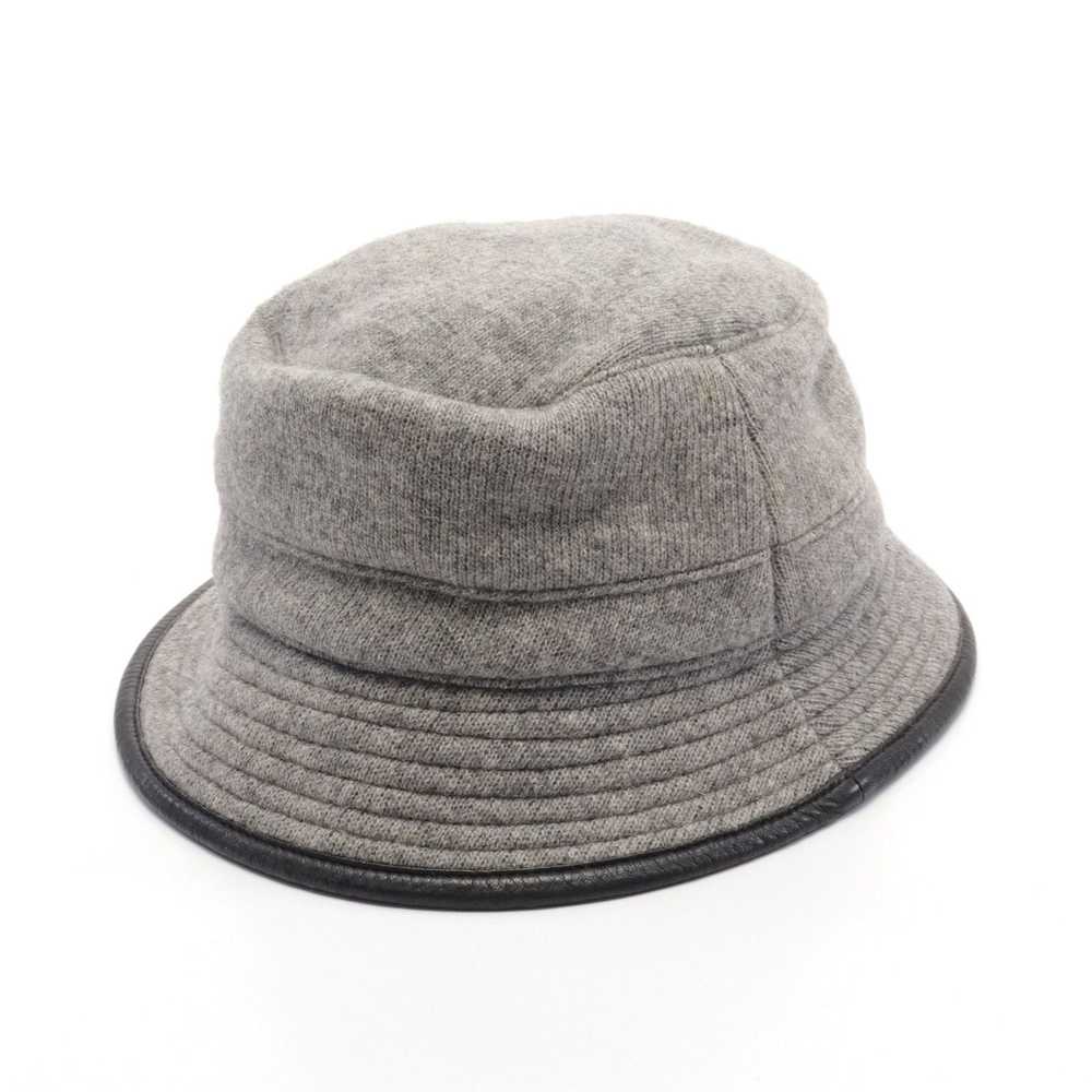 Hermes Hermes Motsch Hat Wool Leather Gray Black - image 2