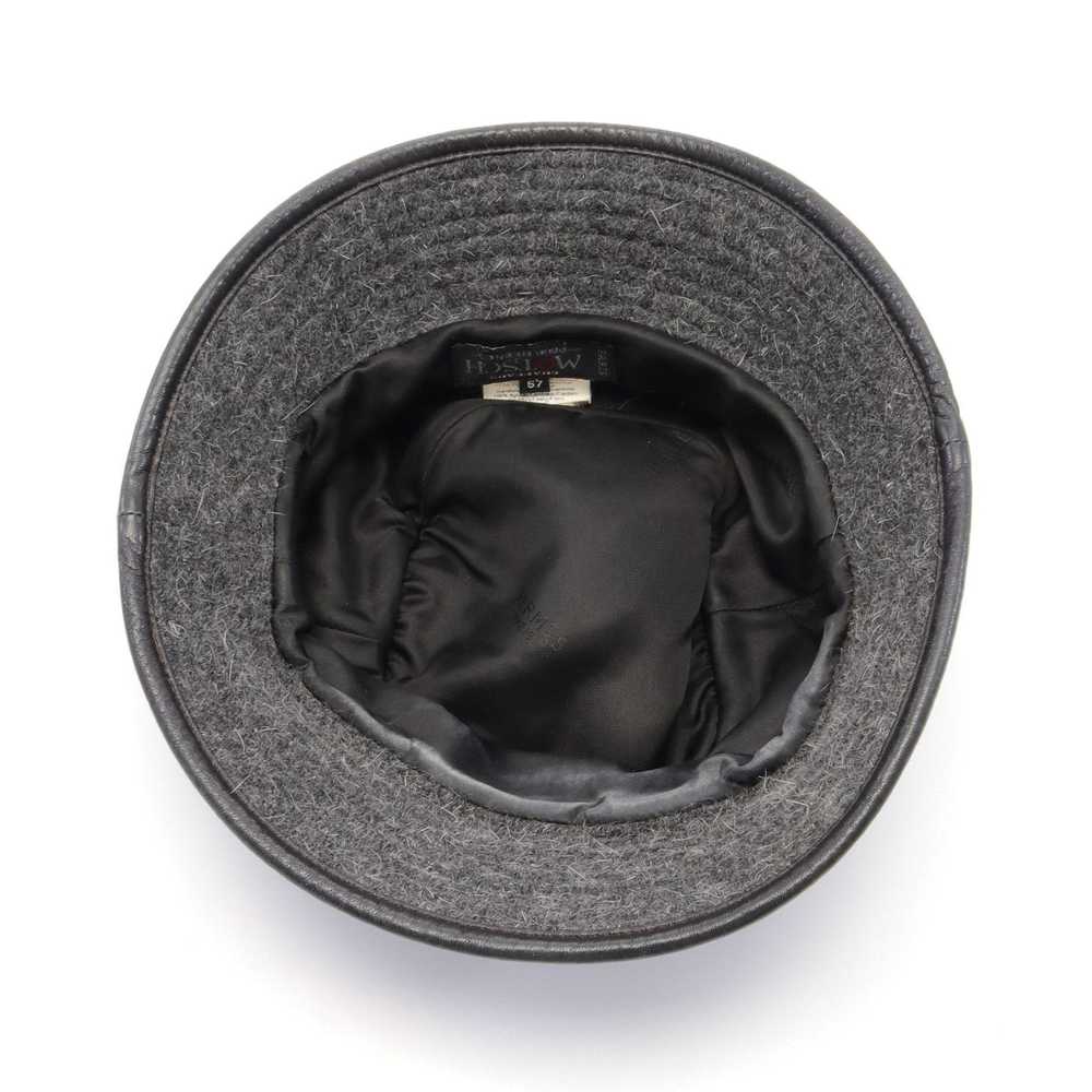 Hermes Hermes Motsch Hat Wool Leather Gray Black - image 3