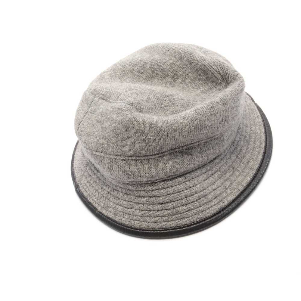 Hermes Hermes Motsch Hat Wool Leather Gray Black - image 7