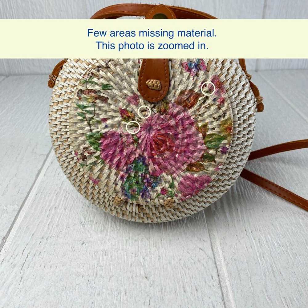 Round Rattan Hand Woven Crossbody Basket Bag Purs… - image 11