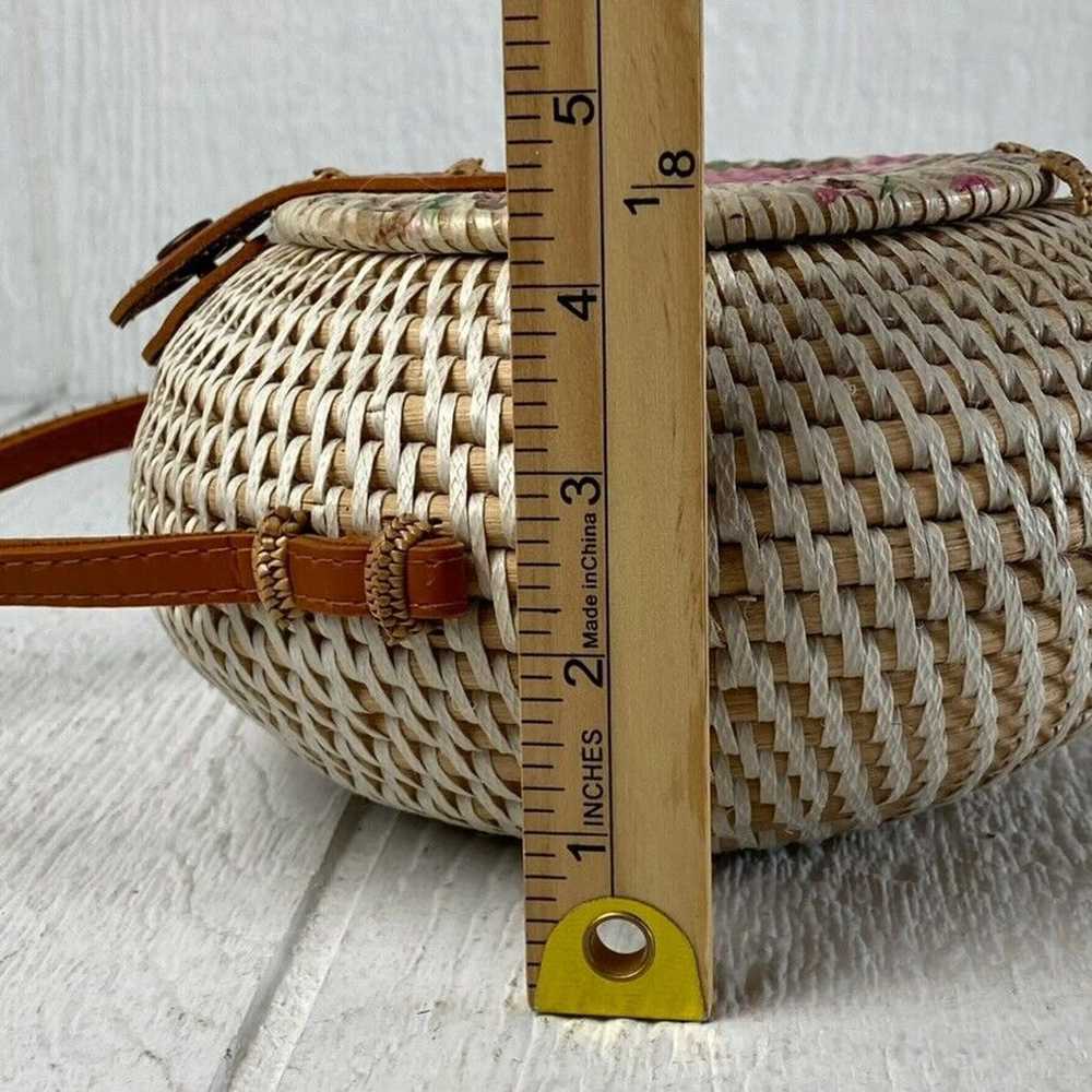 Round Rattan Hand Woven Crossbody Basket Bag Purs… - image 6