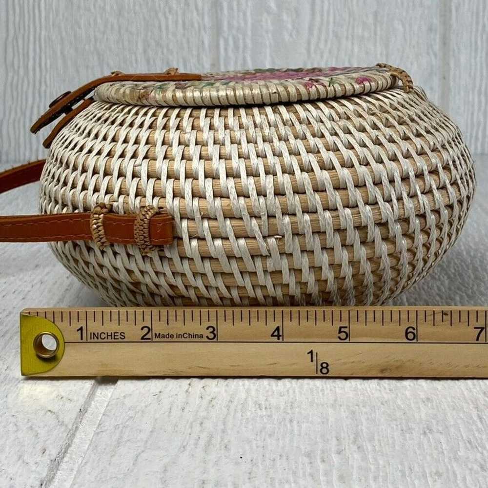 Round Rattan Hand Woven Crossbody Basket Bag Purs… - image 7