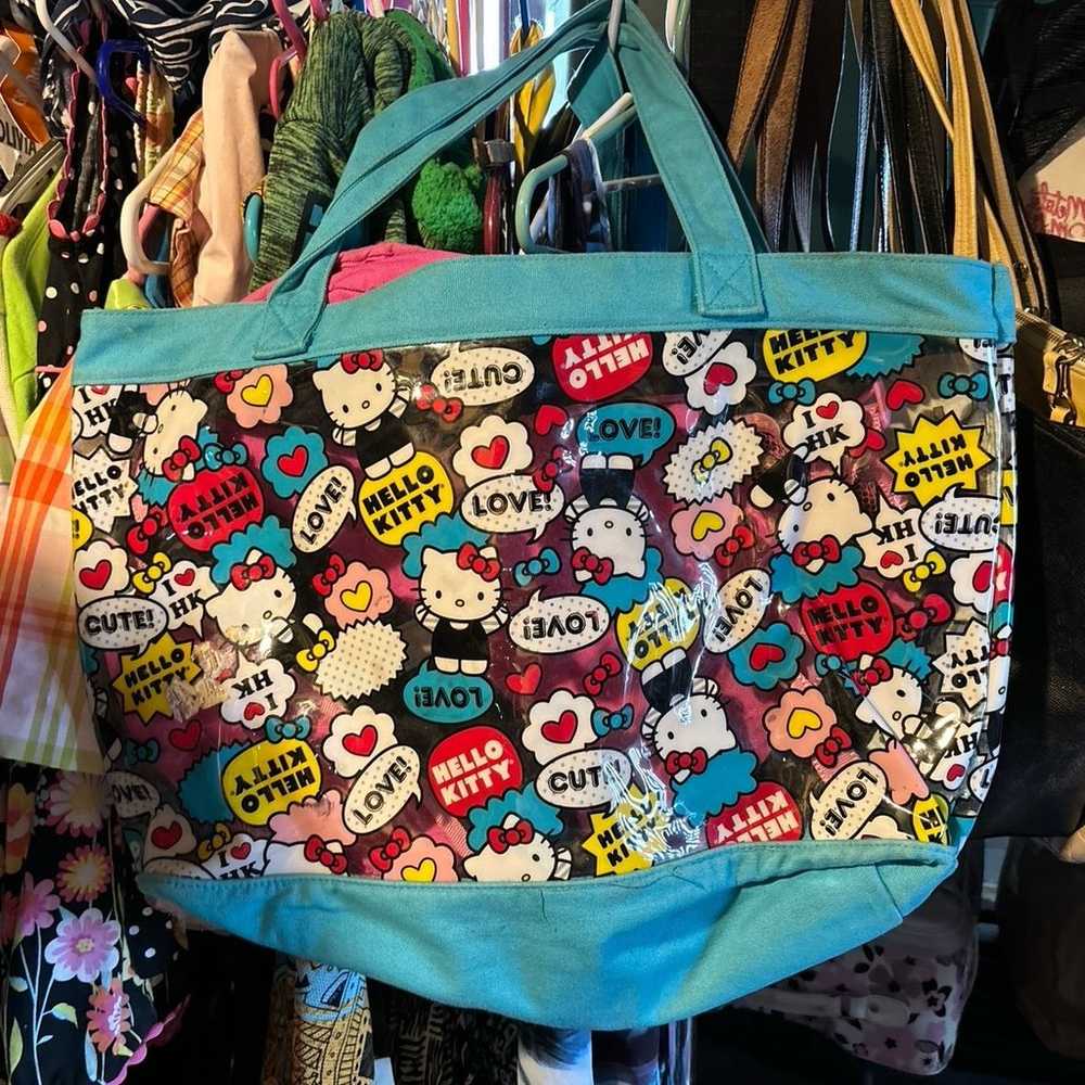 Hello Kitty plastic and cotton beach bag 20”/14” - image 1