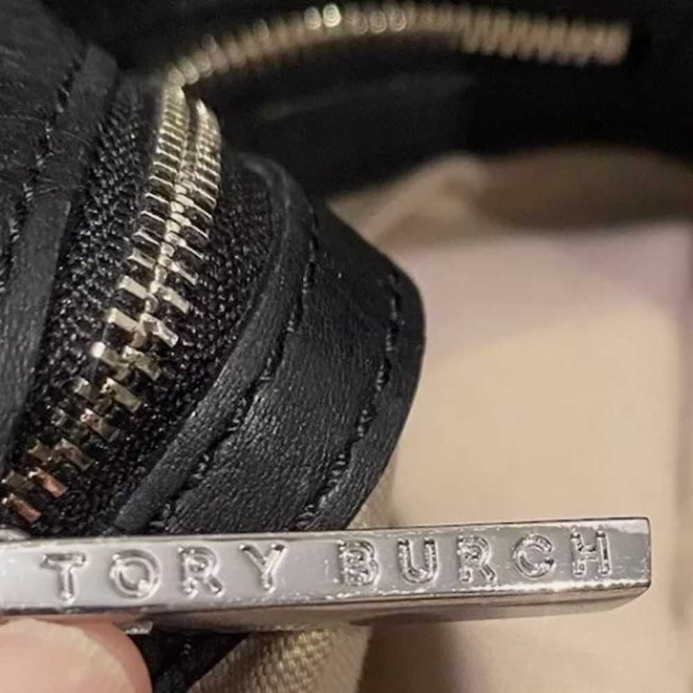 Tory Burch Amanda Black Silver Pebbled Leather Ha… - image 12