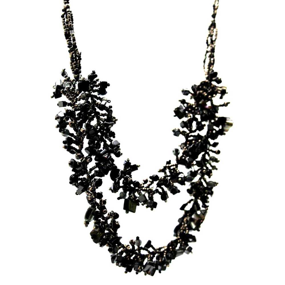 Other Black Onyx Abalone Nugget Bib Necklace • Go… - image 1