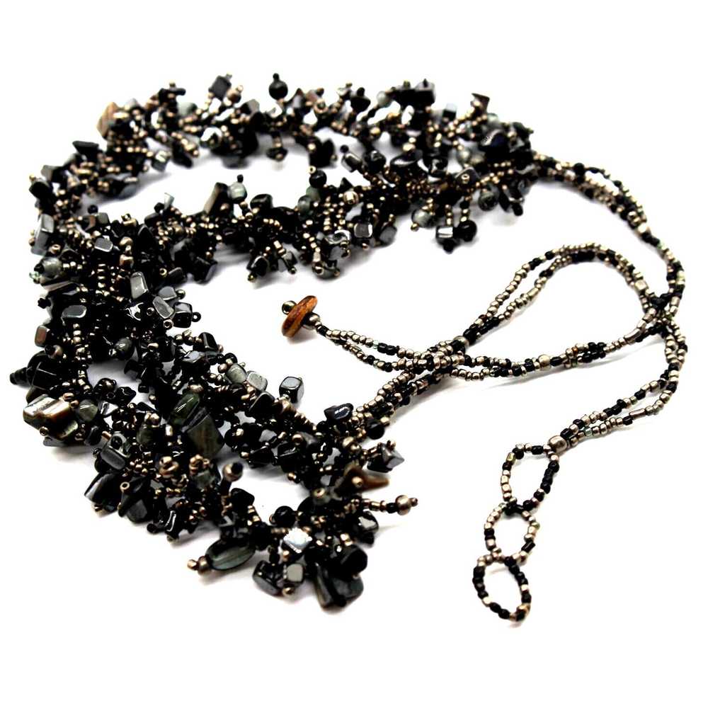 Other Black Onyx Abalone Nugget Bib Necklace • Go… - image 2