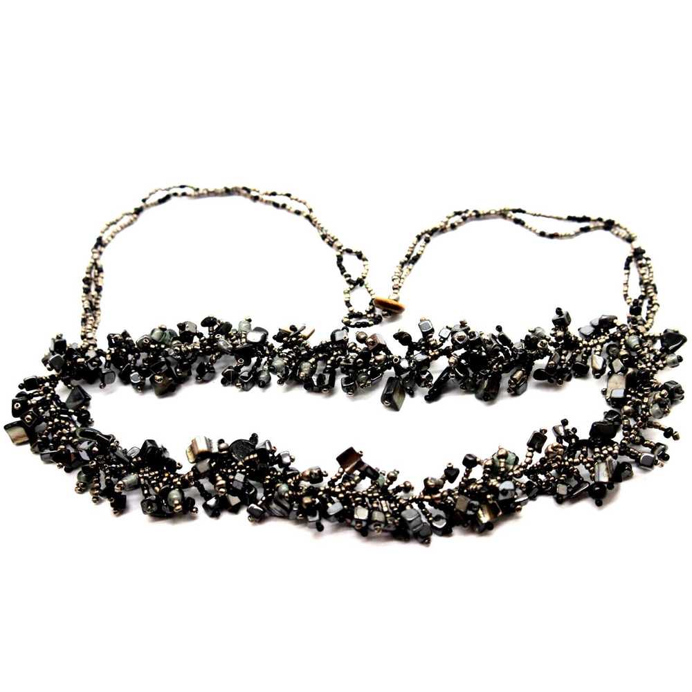 Other Black Onyx Abalone Nugget Bib Necklace • Go… - image 3