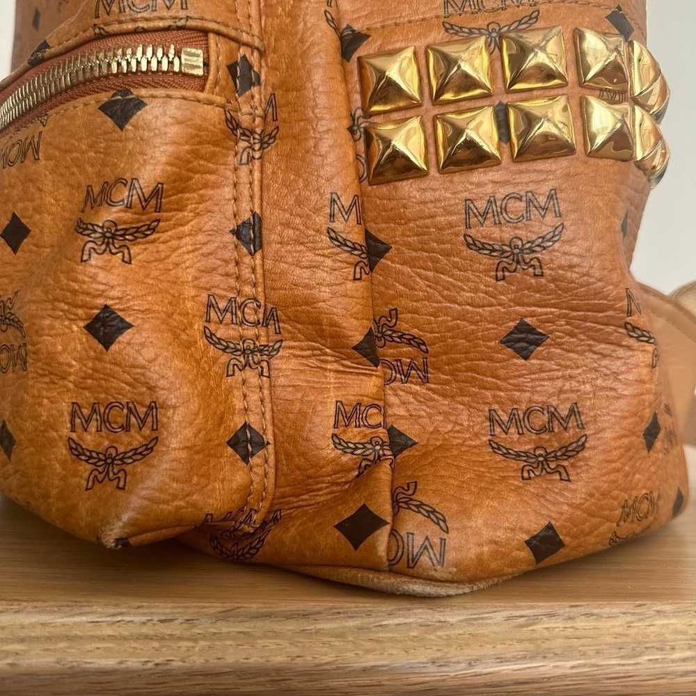 MCM cognac with studded backpack - image 11