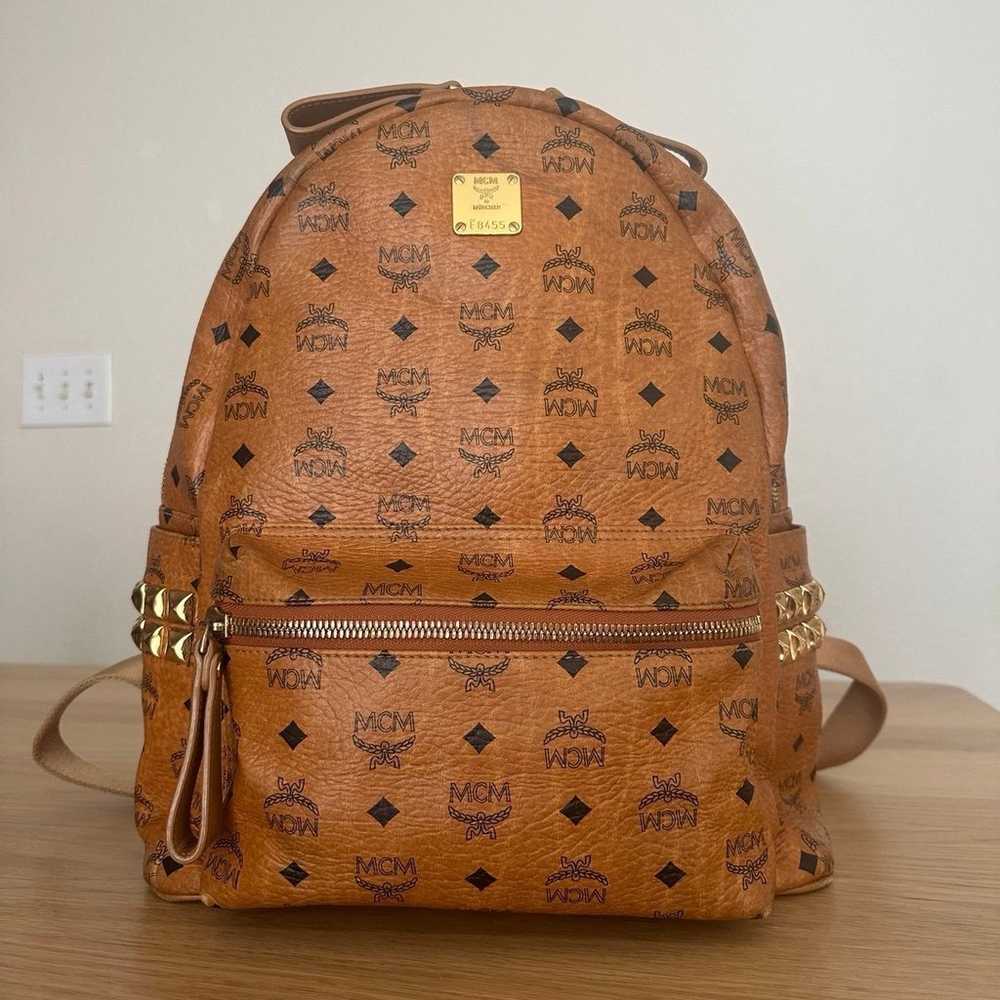 MCM cognac with studded backpack - image 1