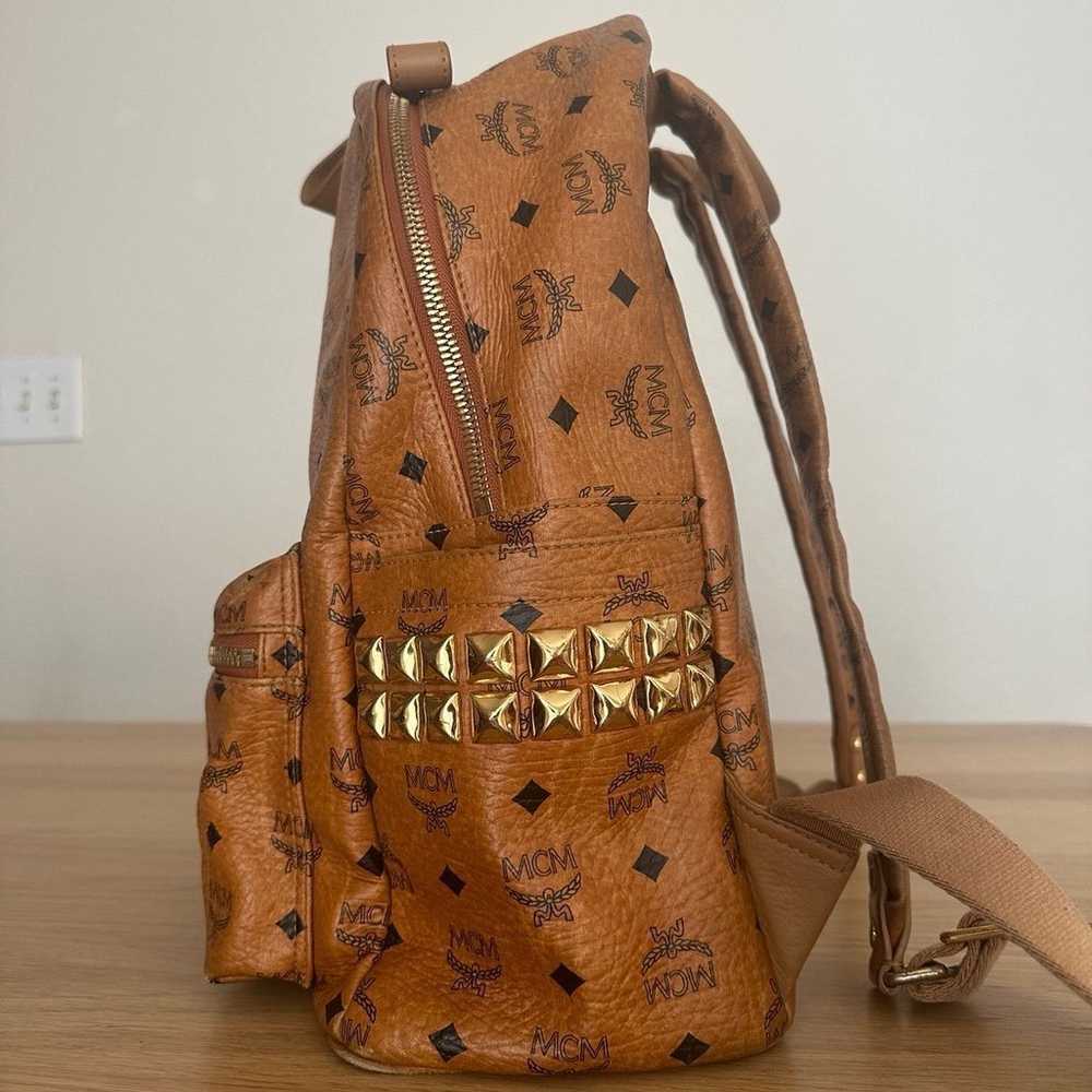 MCM cognac with studded backpack - image 3