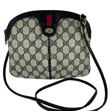 GUCCI Vintage Retro Ophidia Navy Blue Canvas Leat… - image 1