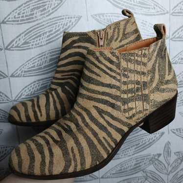 Lucky Brand Bimare Striped Leather Ankle Boots Boo
