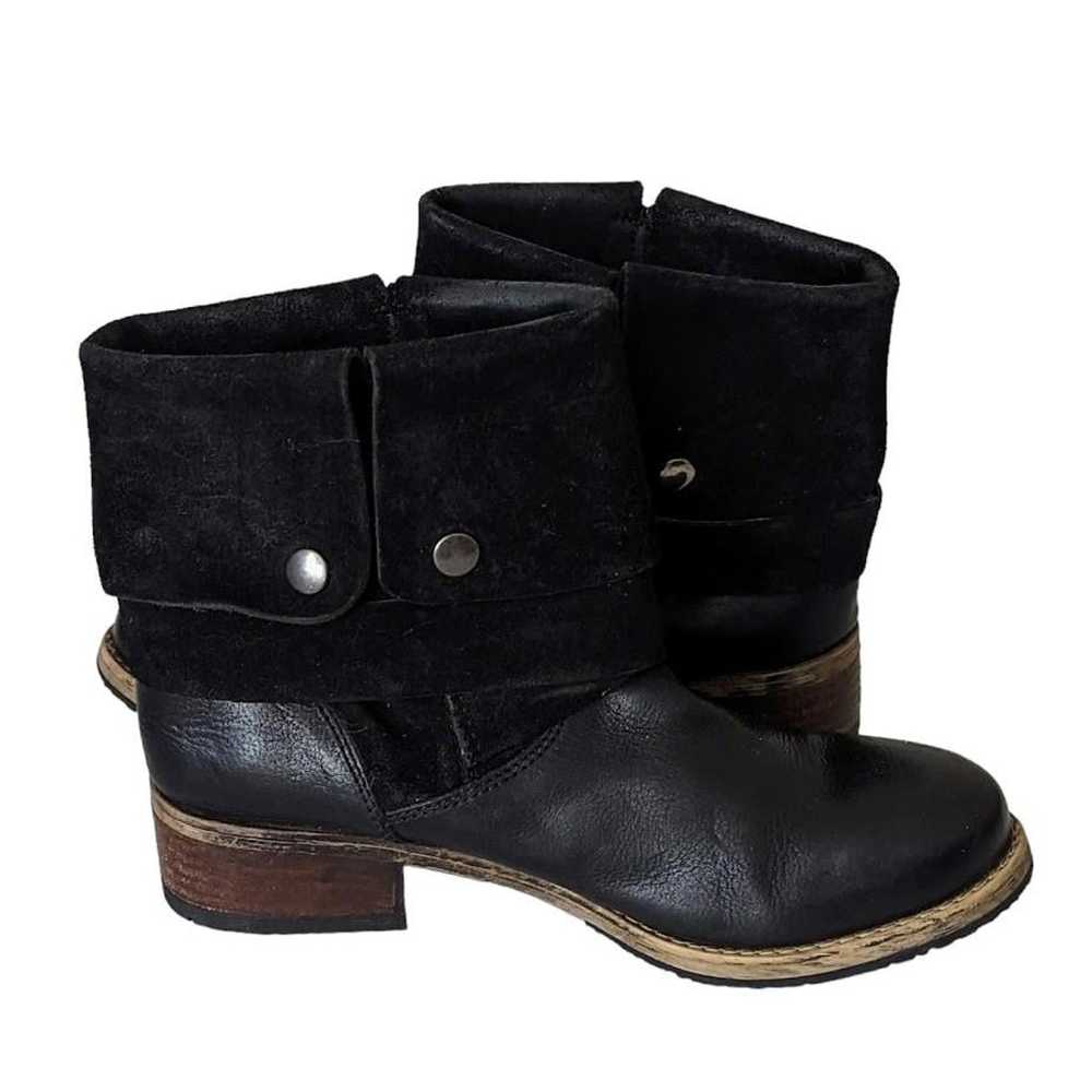 Black Moto Boots Leather Suede Foldover Clarks Ar… - image 4