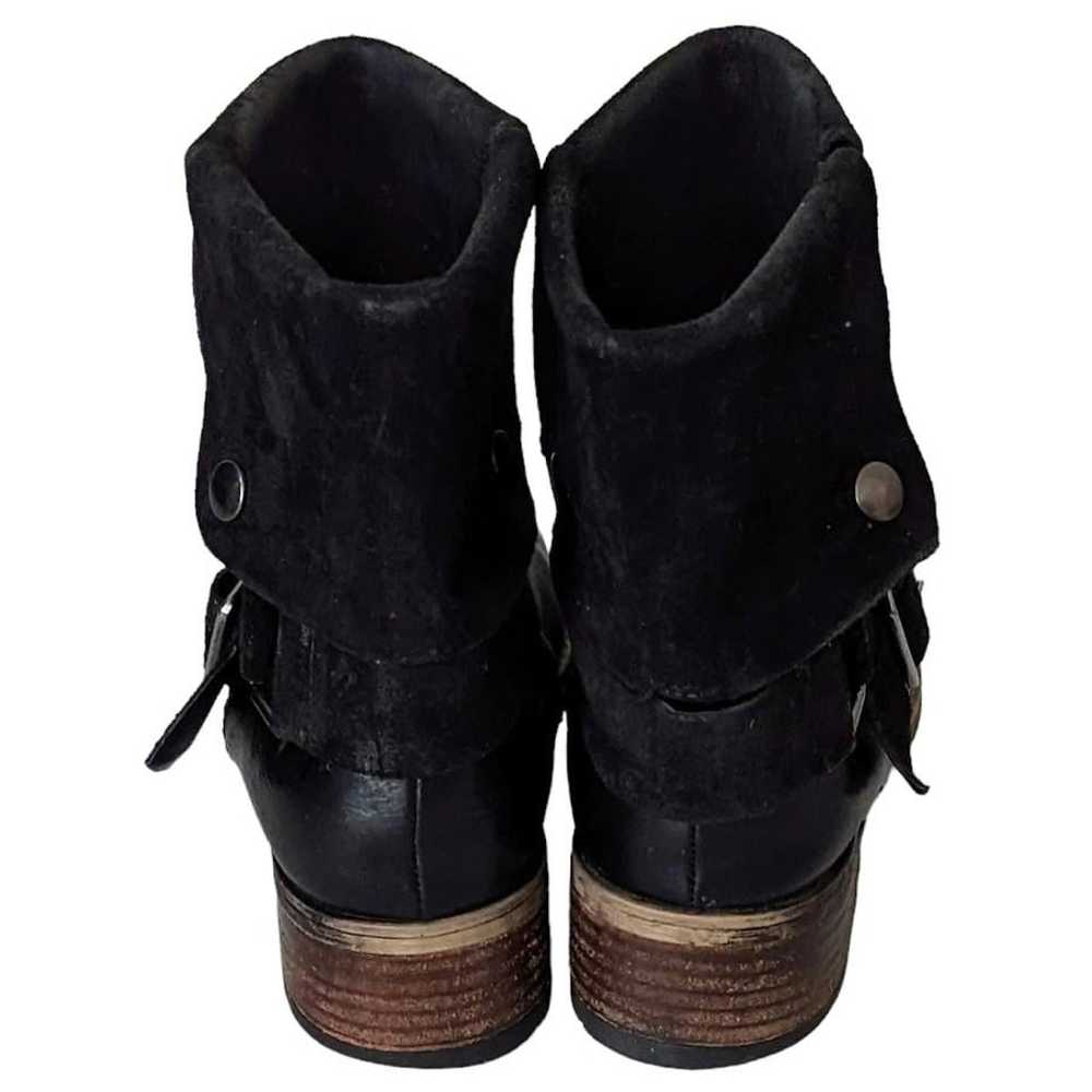 Black Moto Boots Leather Suede Foldover Clarks Ar… - image 5