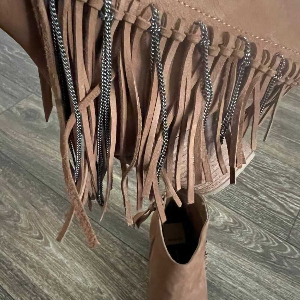 "Dolce Vita" Nubuck Light Brown Fringed Ankle Boo… - image 5
