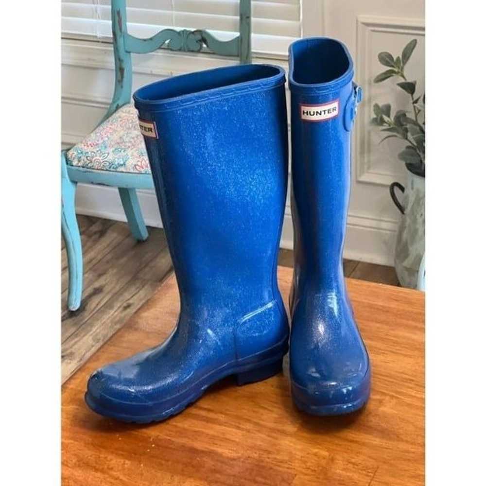 Hunter girls or woman’s boots blue sparkle size 5 - image 2