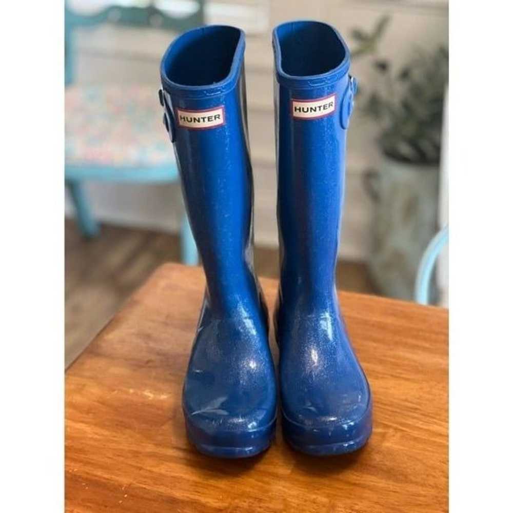 Hunter girls or woman’s boots blue sparkle size 5 - image 4