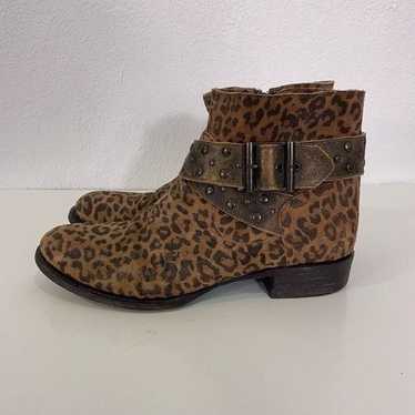 Lane Leopard Print Suede Ankle Booties - image 1