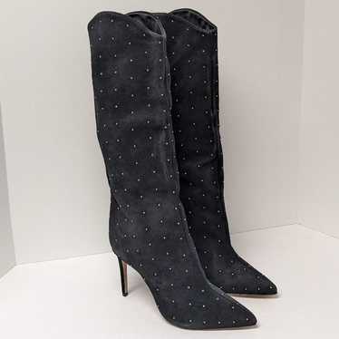 Schutz Maryana Studs Tall Boots, Black Suede, Wome